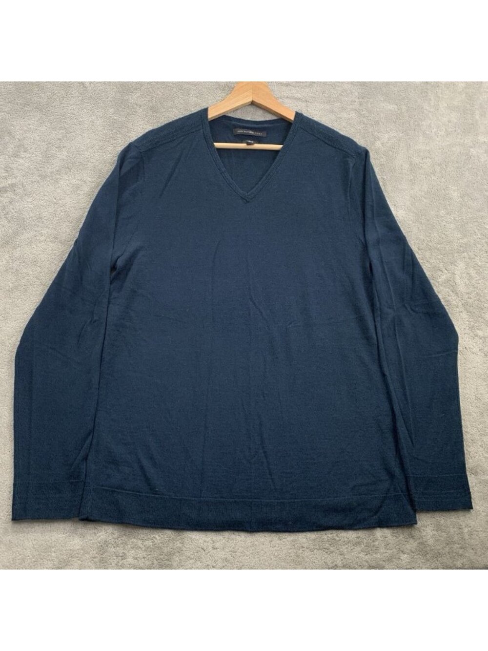 John Varvatos Sweater Mens Large Petrol Blue Merino Wool Blend V Neck Pullover